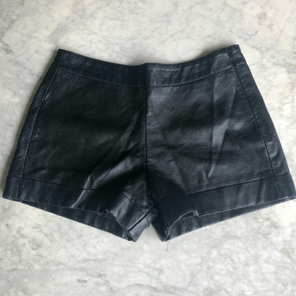 French Connection Faux Leather Shorts